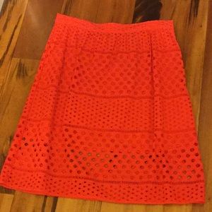 Loft perforated knee length skirt